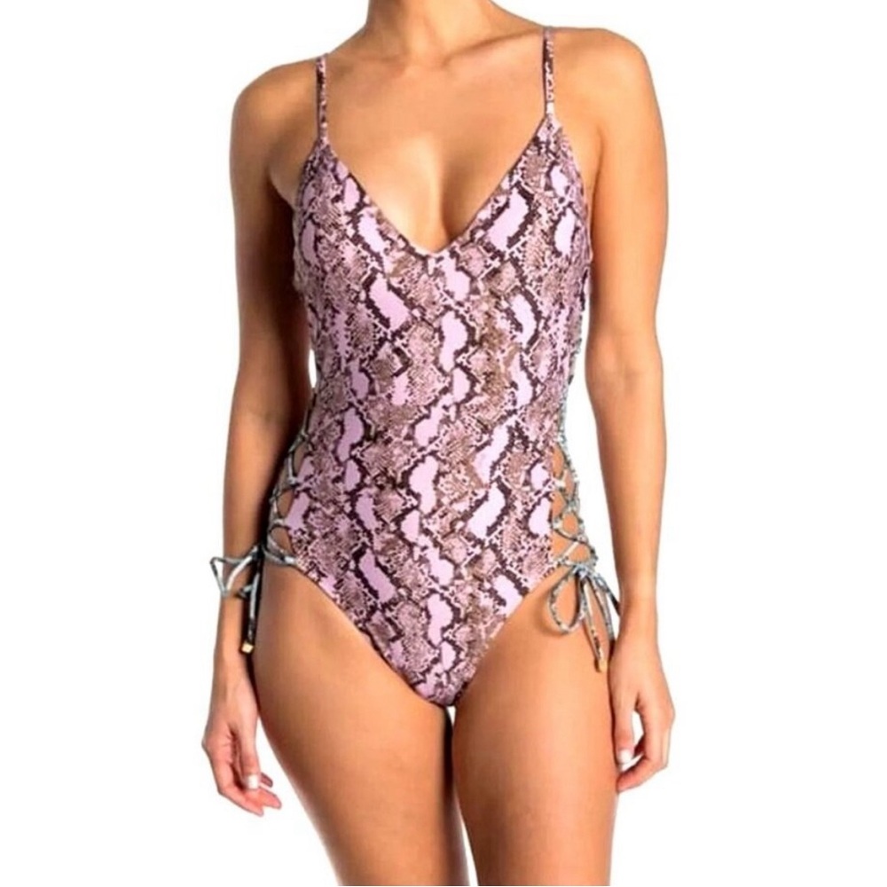 Rachel Roy Side-Laced One-Piece Swimsuit